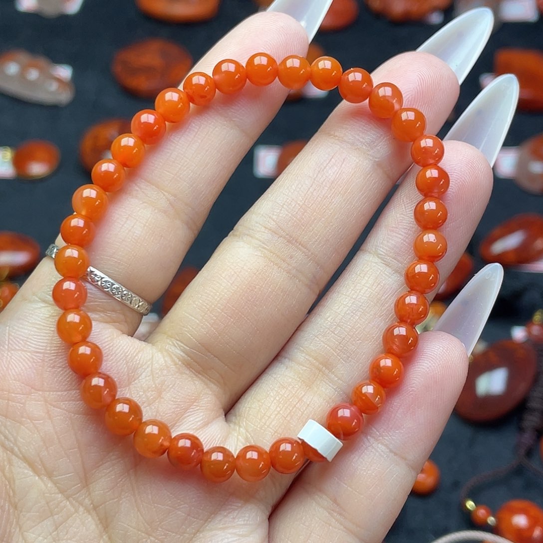 南红玛瑙未镶嵌手串原矿南红满色手串