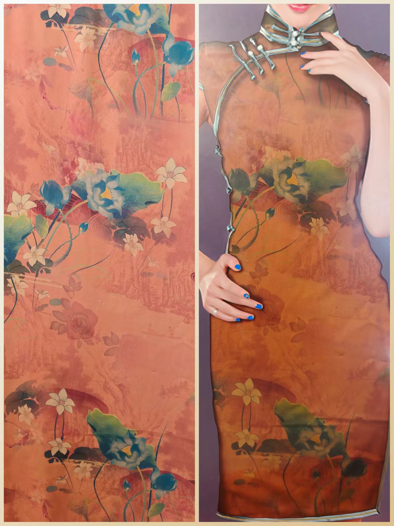  古香醋酸香云缎百棉 柔软 顺滑 透气 吸湿 荷塘月色