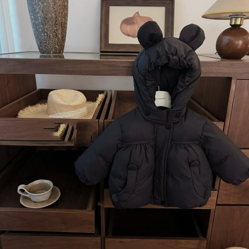 女童棉衣外套2025新款棉服儿童宝宝洋气连帽超萌冬装加厚保暖棉袄