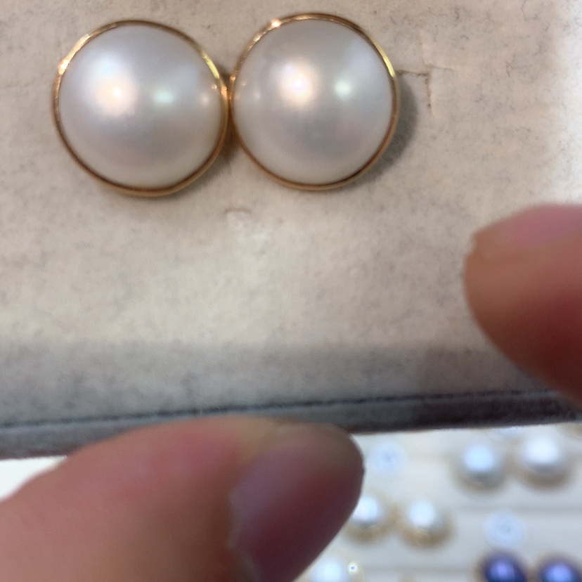 【闪购商品】耳饰拼合珍珠（马贝珠）18K金镶嵌11点位