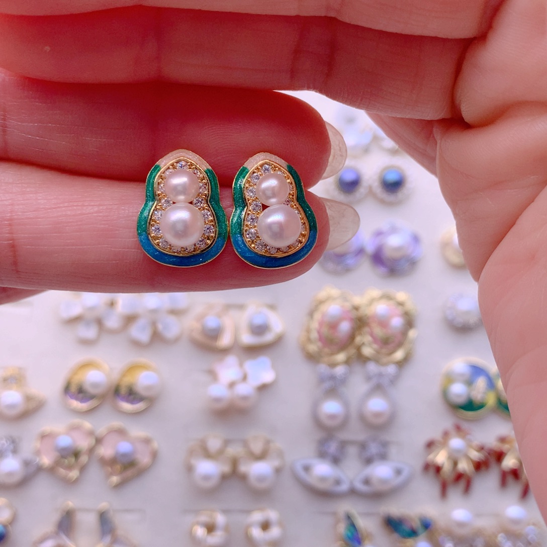 淡水珍珠耳饰合金