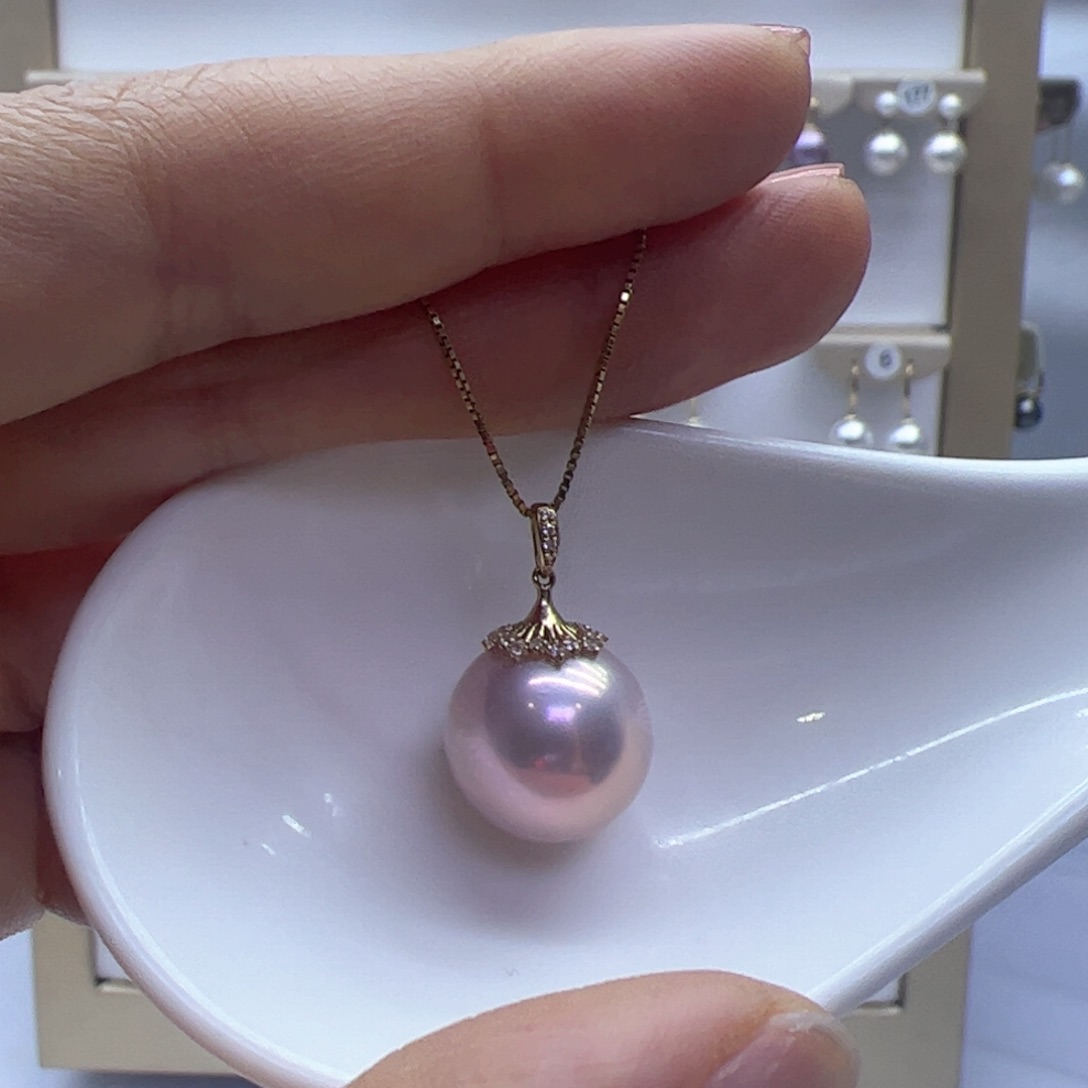 淡水珍珠吊坠(赠链)18K金镶嵌