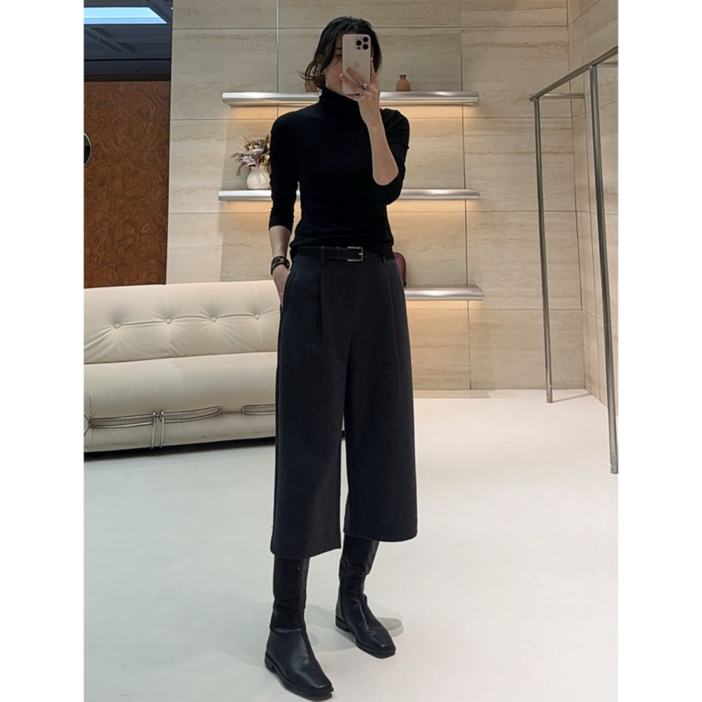 瑞瑞ANNYRUI |  品牌定制高知优雅通勤厚款羊毛混纺八分裤直筒裤