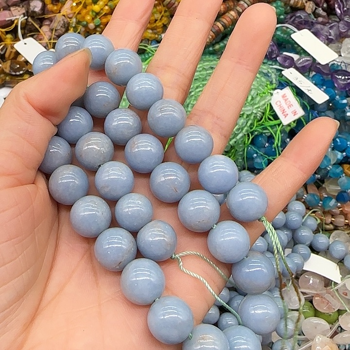 玛瑙/玉髓合金珠宝半成品天使石12mm一条