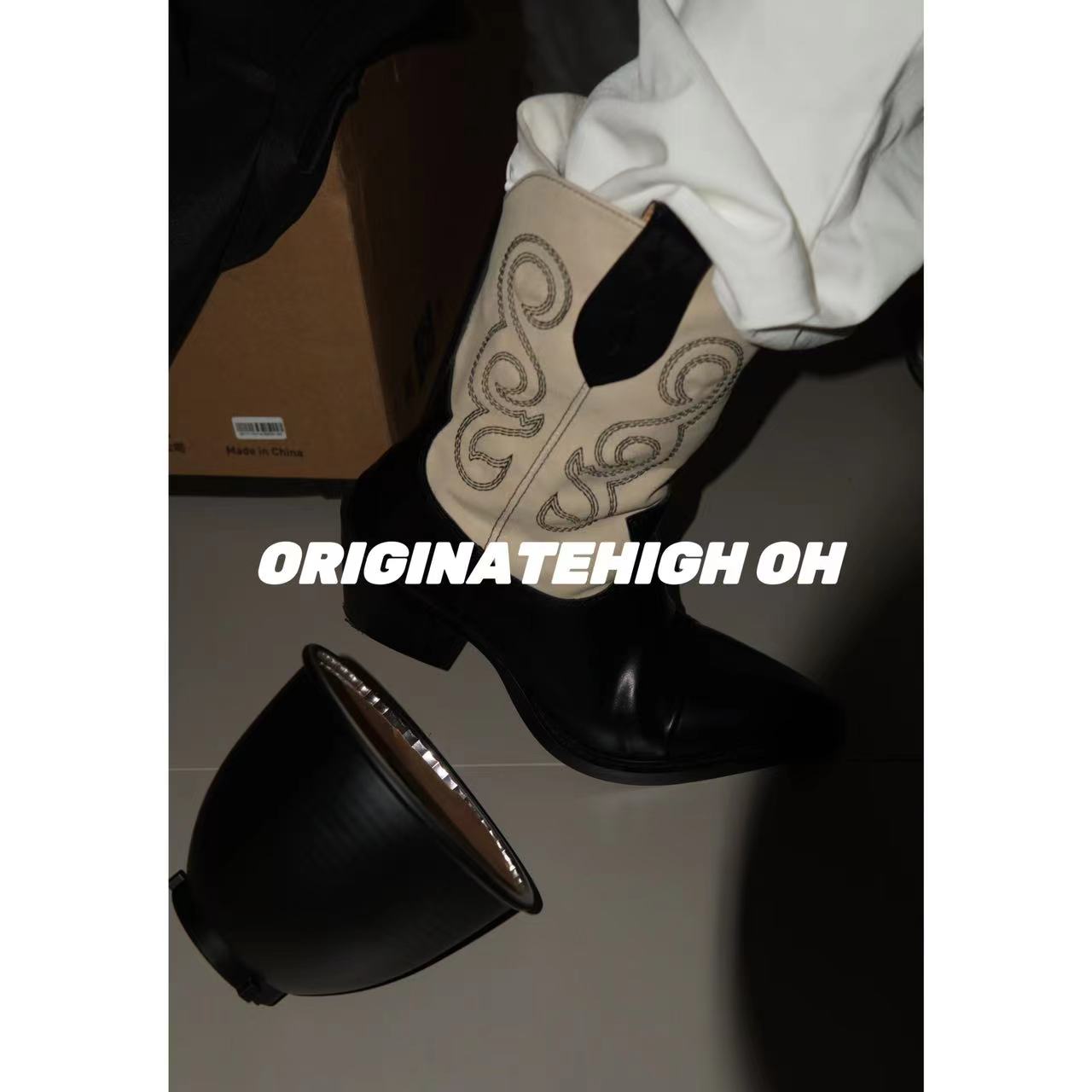 【米大大】ORIGINATEHIGHOH 设计师款百搭时尚靴子 WX9271