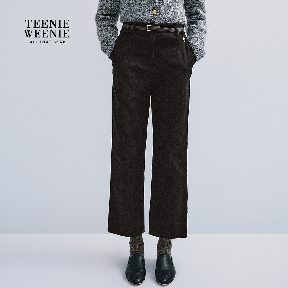TeenieWeenie小熊女装休闲裤25冬新款通勤磨毛直筒裤TTTC254VW5B