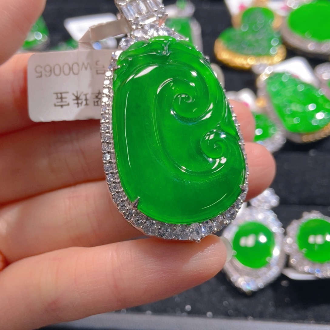 翡翠吊坠(不含链)银S925镶嵌