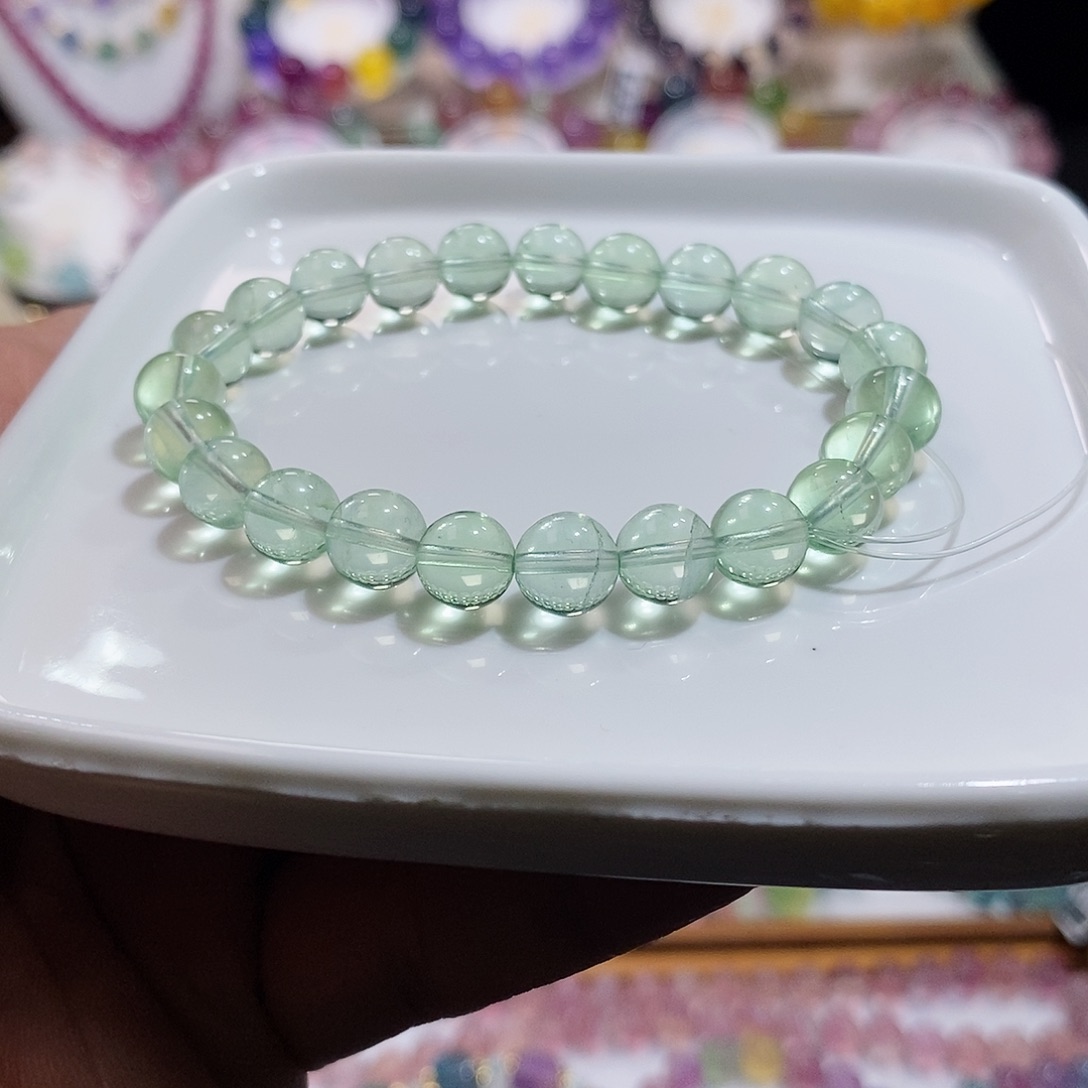 萤石手链未镶嵌8.7mm薄荷绿开播福利