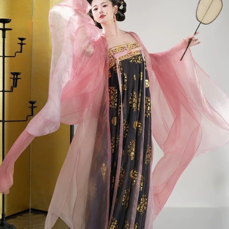 【婉宁】汉服复原唐制风显瘦齐胸襦裙大袖衫少女春夏套披帛