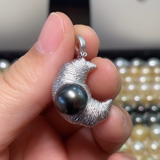 海水珍珠颈饰银S925镶嵌9-10