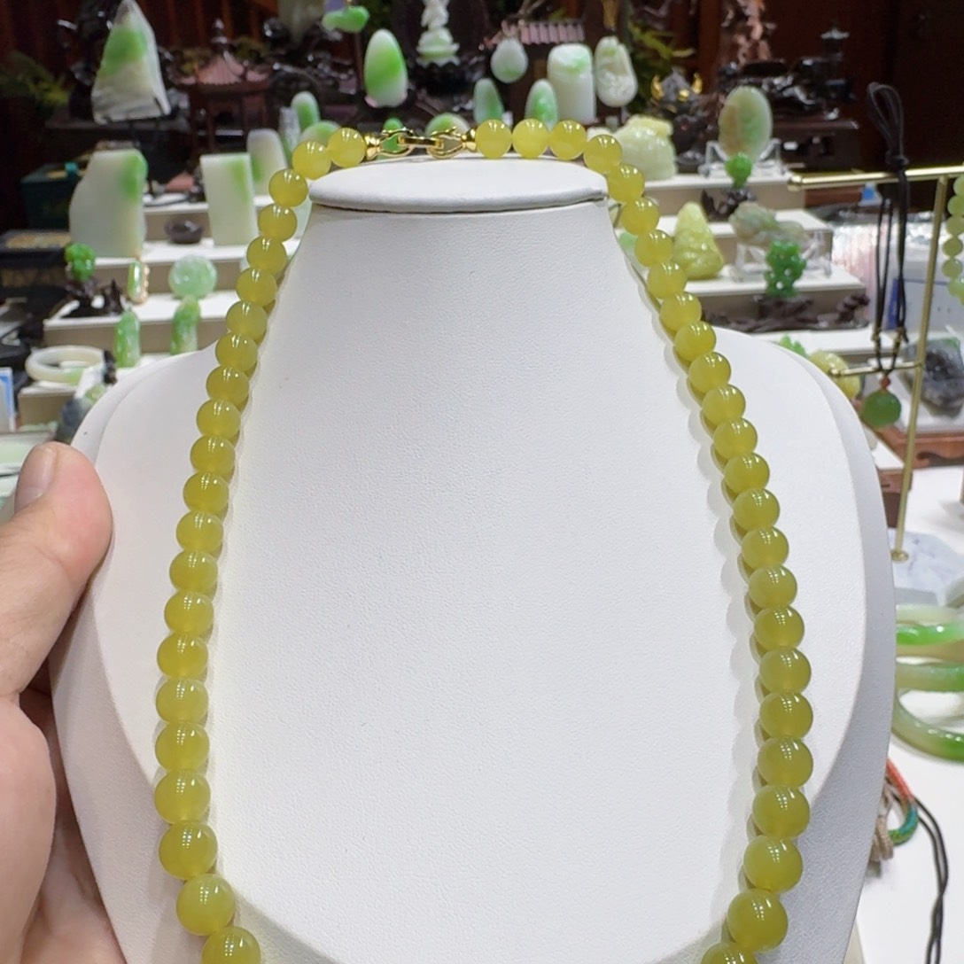 和田玉未镶嵌颈饰和田玉黄口妈妈链卡8