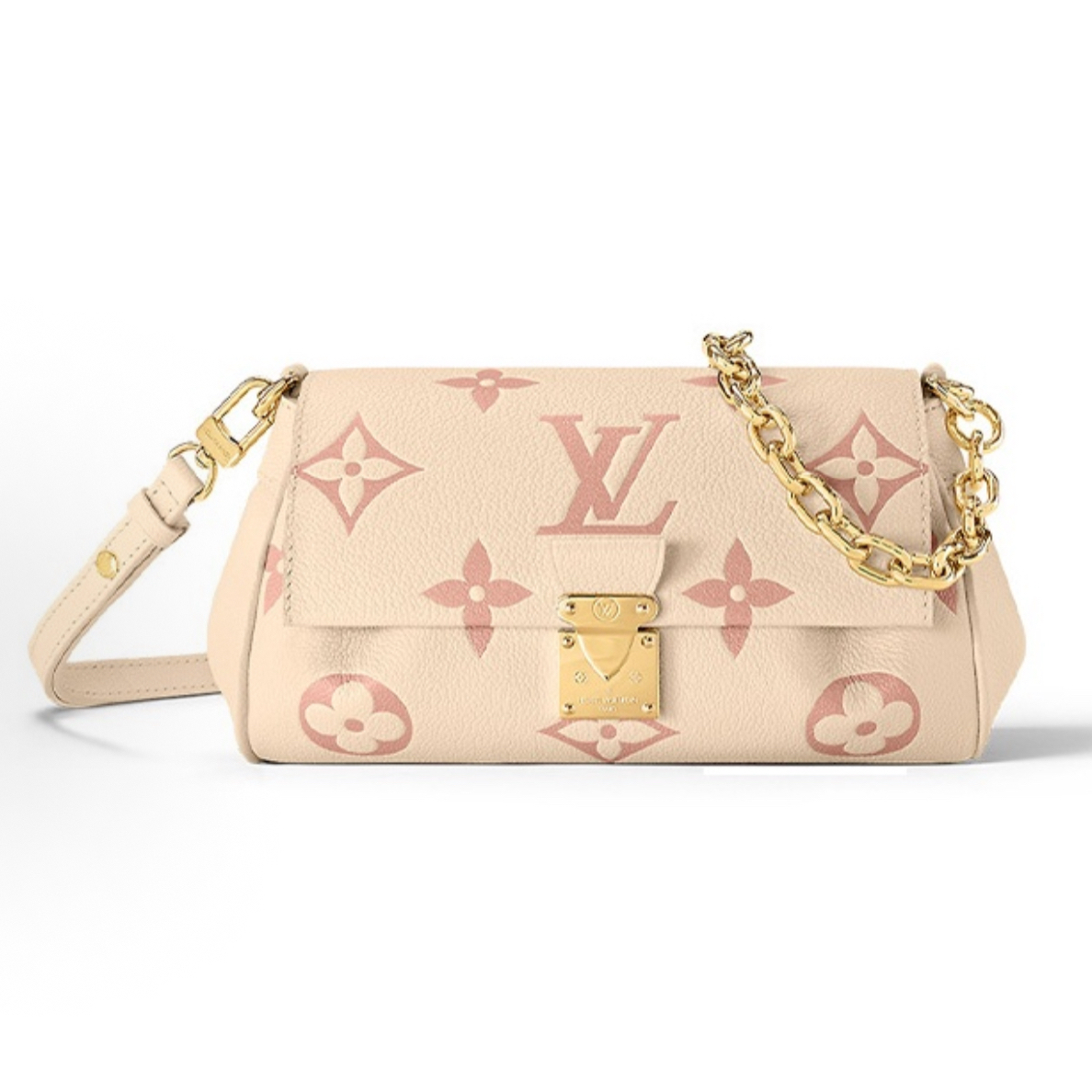 99新 LouisVuitton/路易威登 Favorite草莓牛奶白粉拼色云朵包