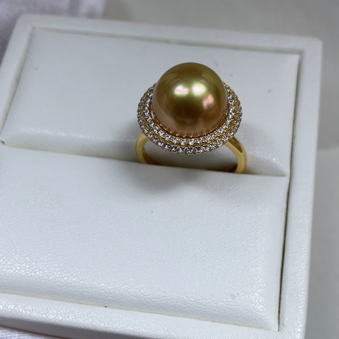 银S925镶嵌海水珍珠戒指12.3mm