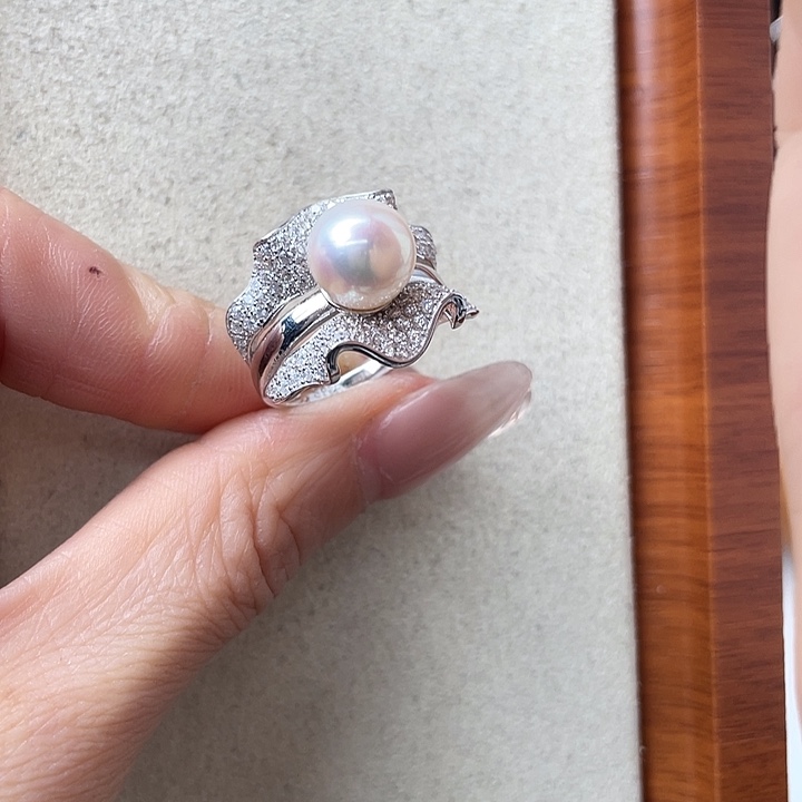 银S925镶嵌海水珍珠戒指