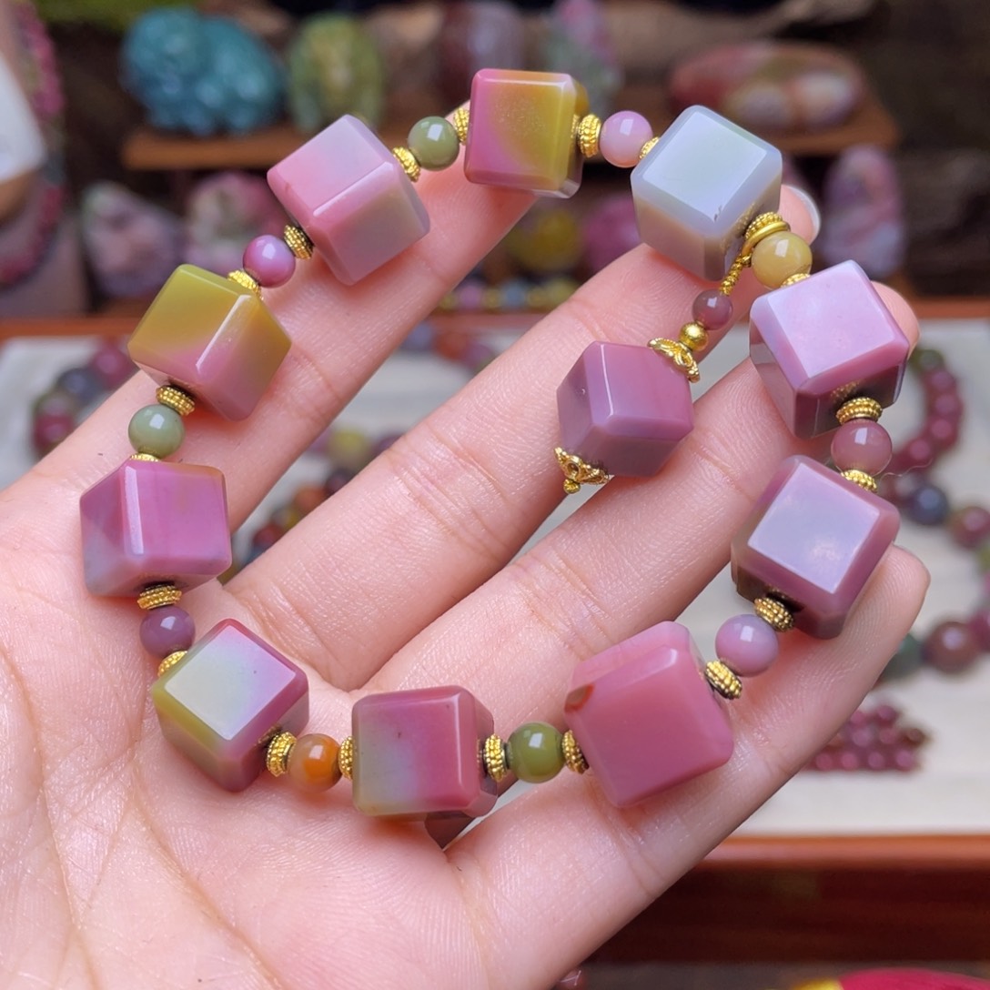 玛瑙/玉髓珠宝半成品合金巧*莉盐源玛瑙方糖手串