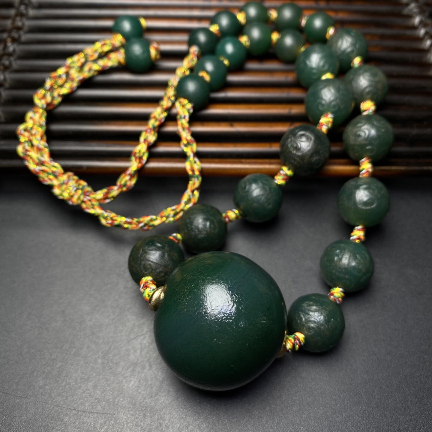 精品老玛瑙项链吊坠卡34*16