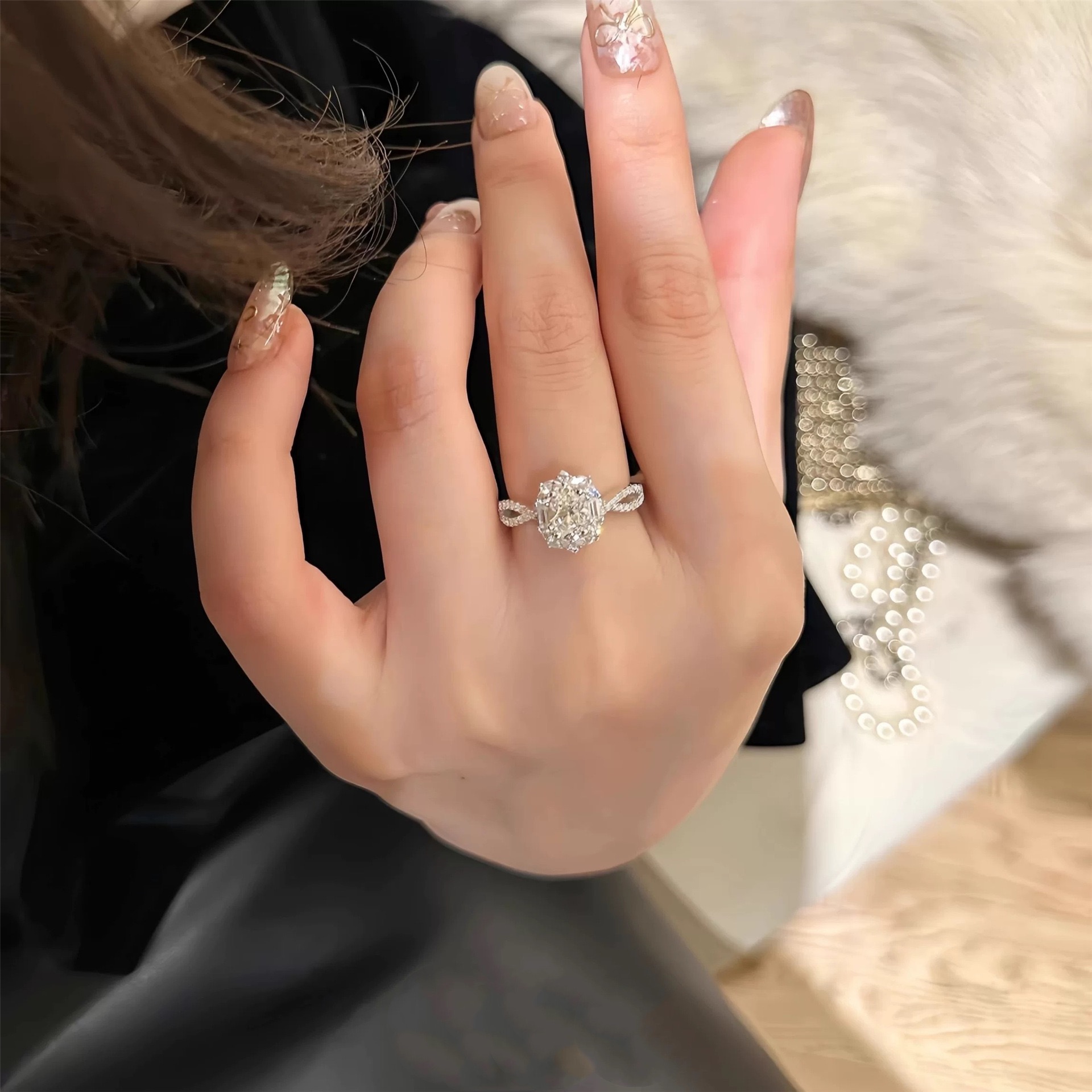 爆款  k313鸽子蛋交叉闪亮活口戒指