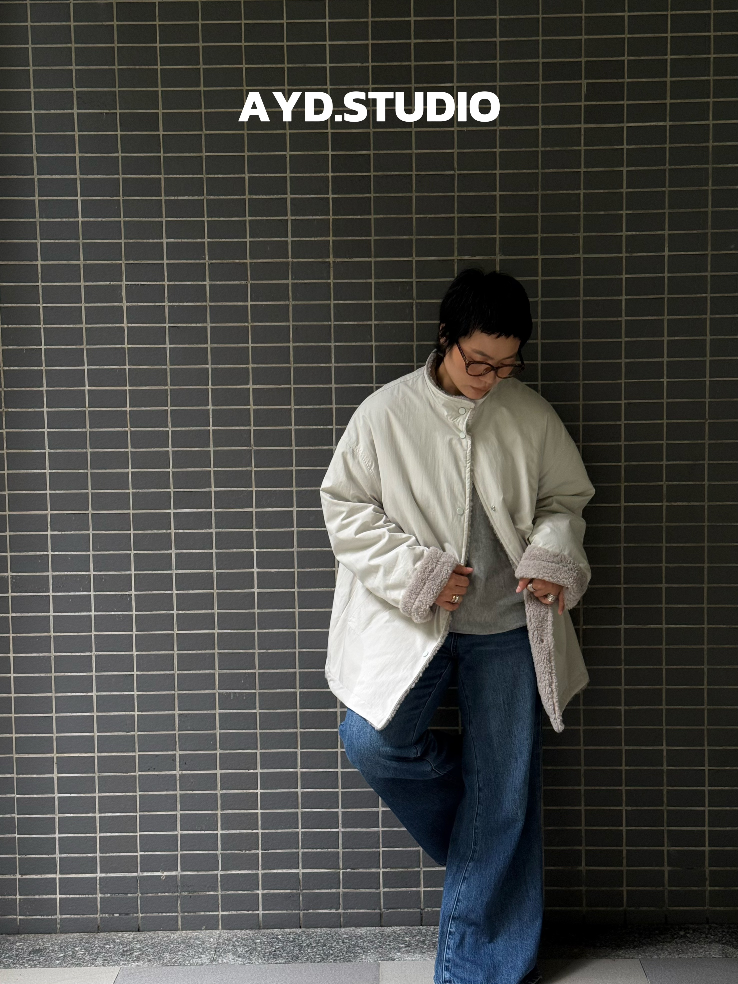 AYD.STUDIO秋冬穿搭休闲百搭摇粒绒中长款保暖棉服宽松