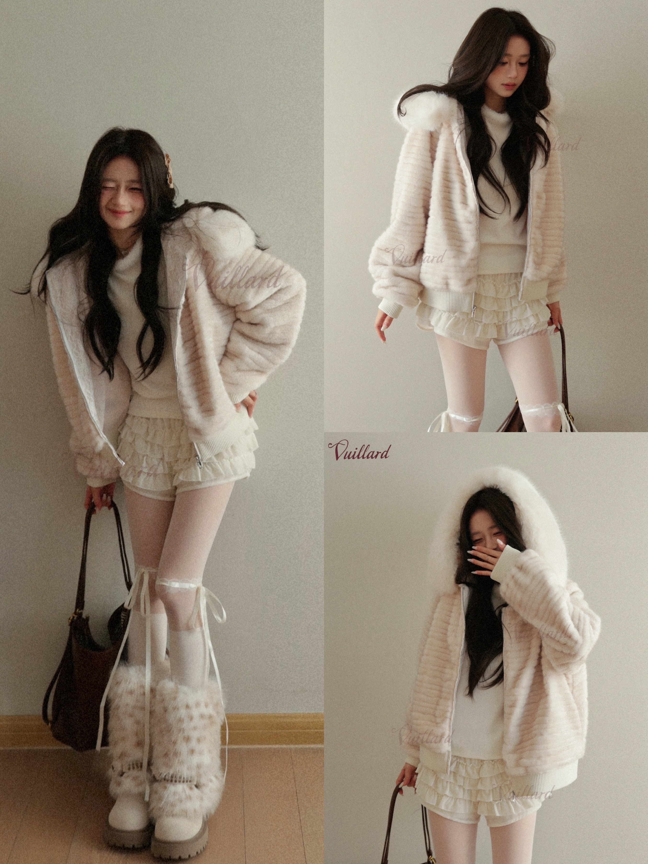 vuillard【绒间蜜语Velvet】小众设计师千金感环保草草连帽外套上衣