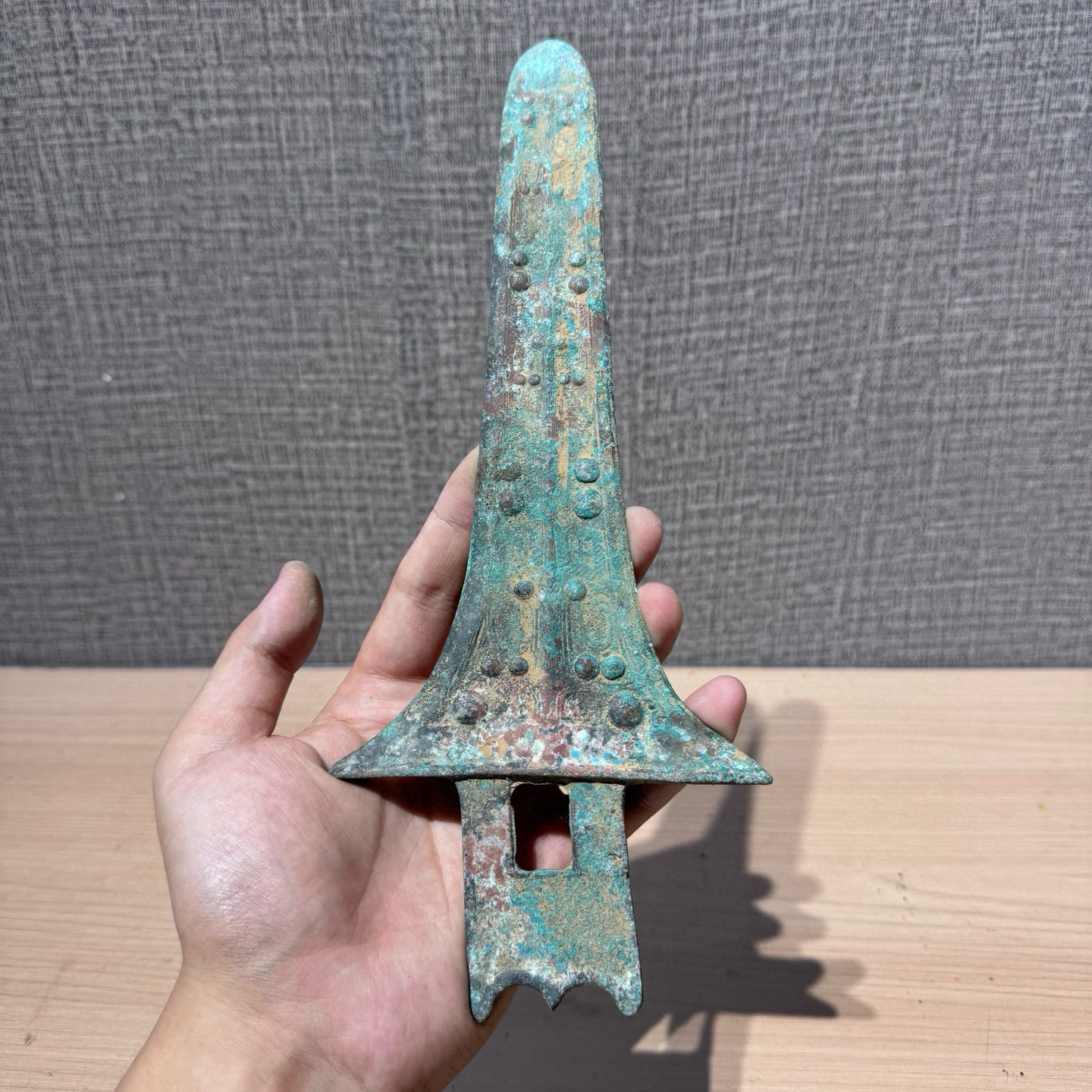 仿战国青铜钺，仿古青铜器复古兵器，家居摆件博古架