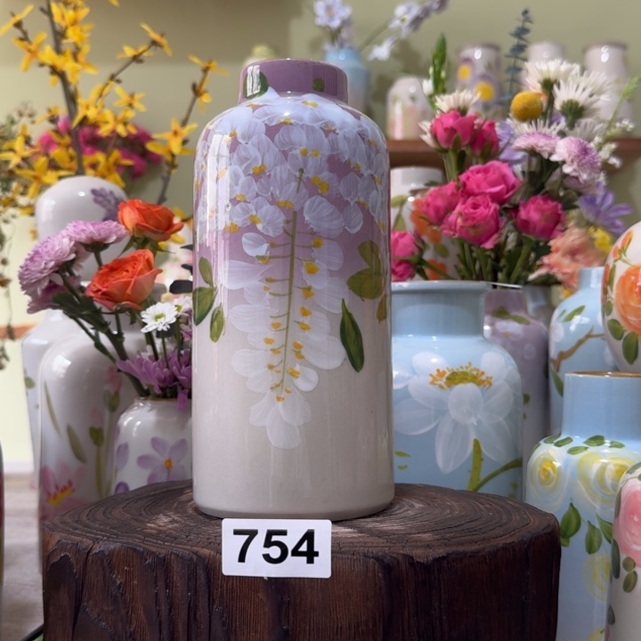 景德镇陶瓷手绘花瓶摆件无孔