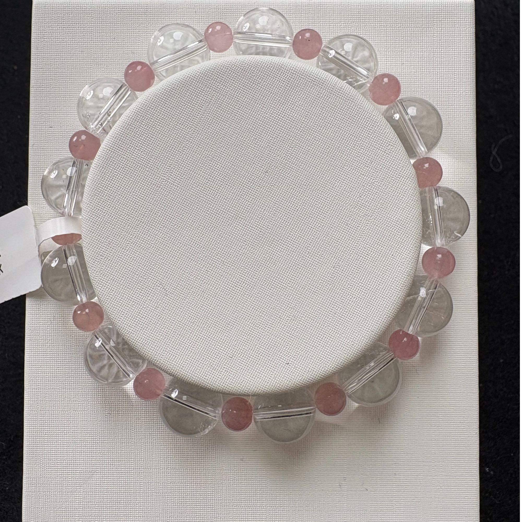 天然水晶白水晶粉水晶原创设计轻奢手串8865