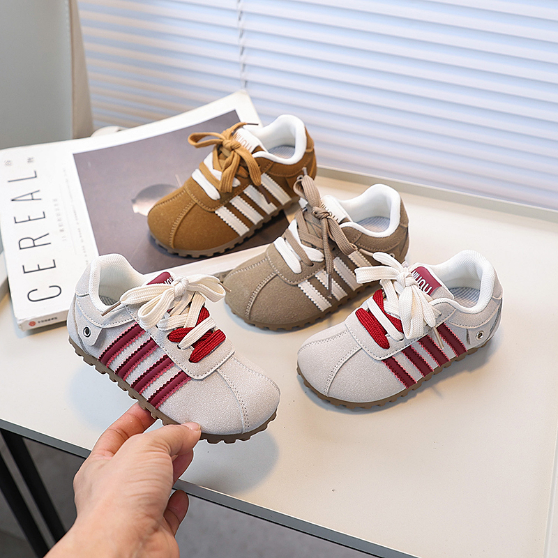 男童运动鞋2025秋季款儿童软底休闲跑步鞋女童低帮板鞋复古德训鞋