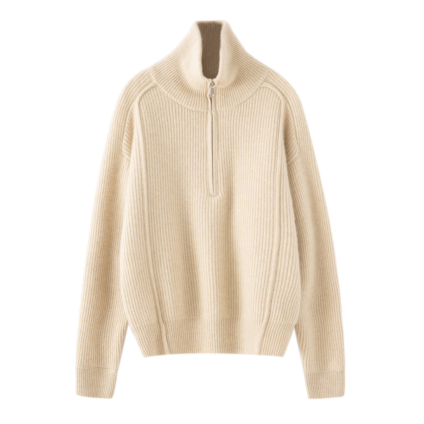 100%纯山羊绒衫元宝半拉链针织衫慵懒风半高领套头衫加厚加密保暖