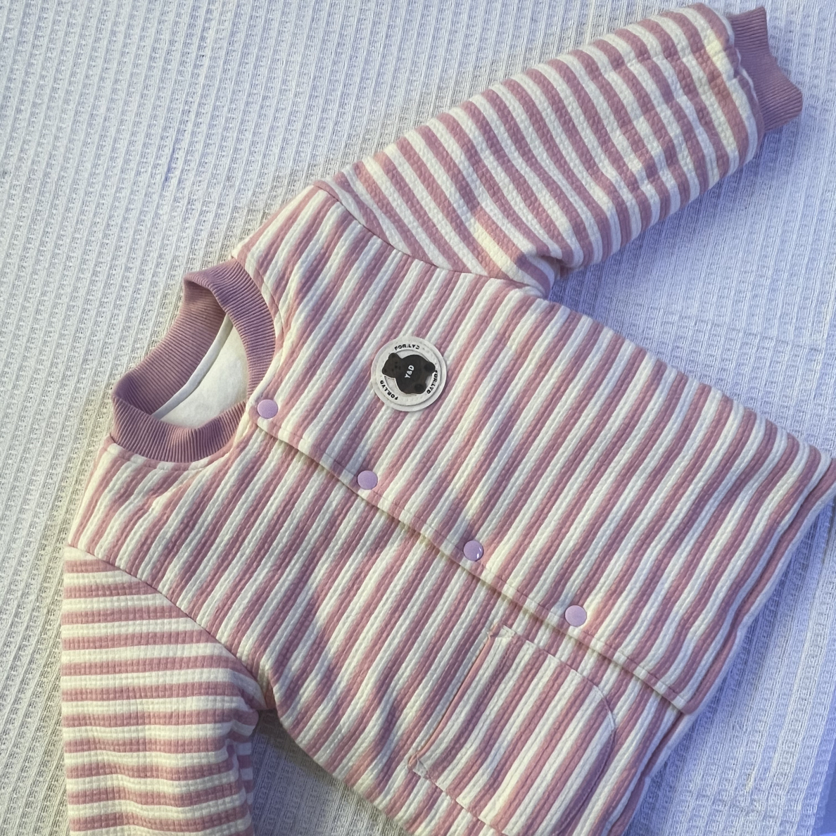 特价中国风休闲风加棉加厚款棉服棉袄童装女童款长袖针织条纹儿童