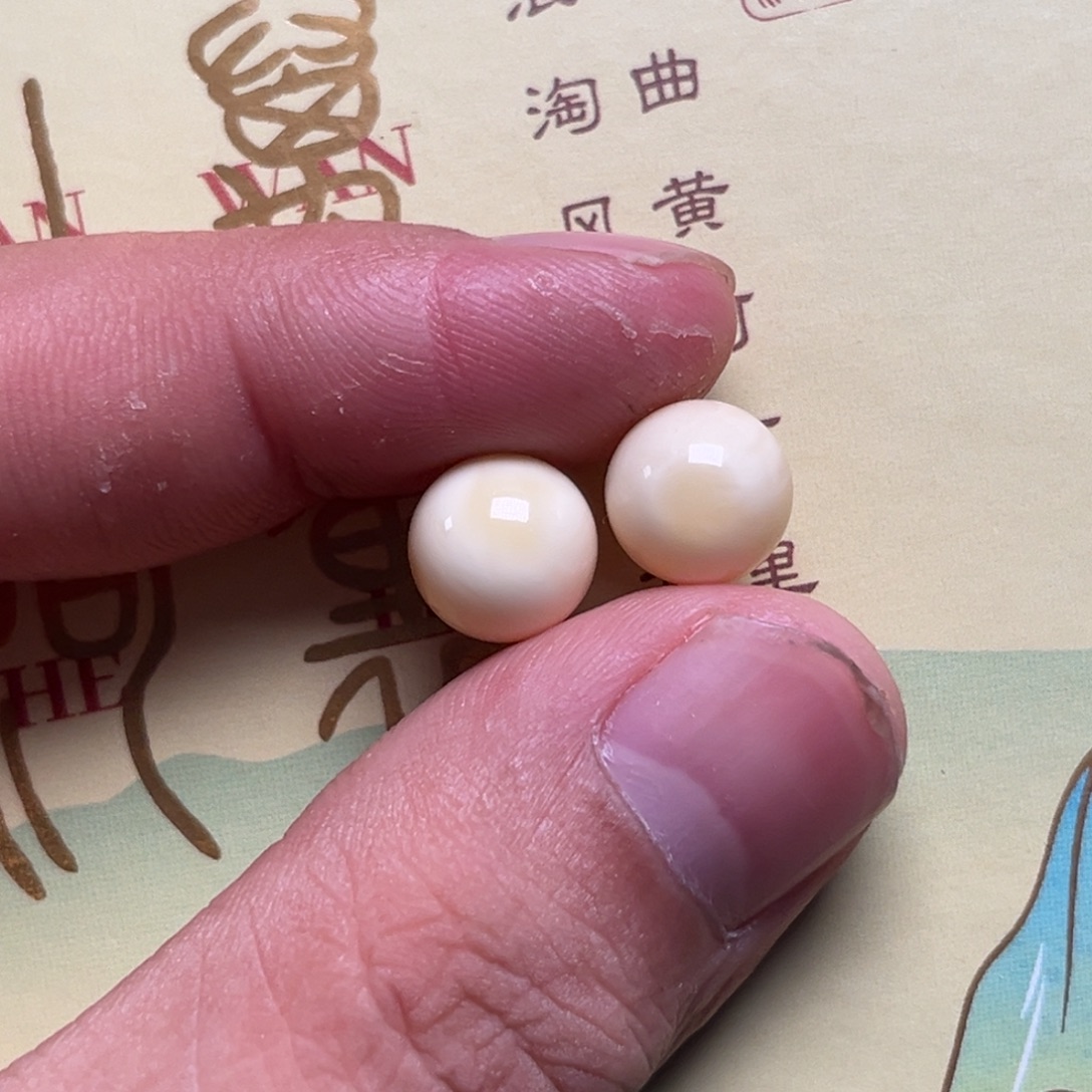 琥珀未镶嵌裸石蜜蜡白蜡对珠10