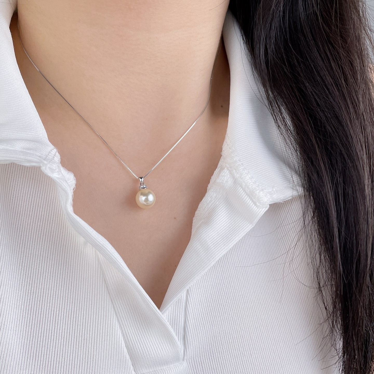 坠链均925银仿珍珠 66单颗珍珠简约百搭时尚轻奢锁骨链颈链女