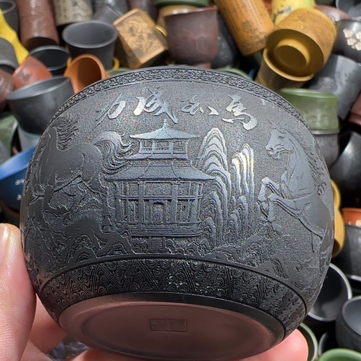 茶杯绿泥全手工紫砂