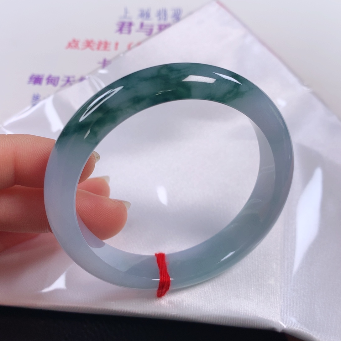 未镶嵌手镯翡翠 正圈236飘花半山水