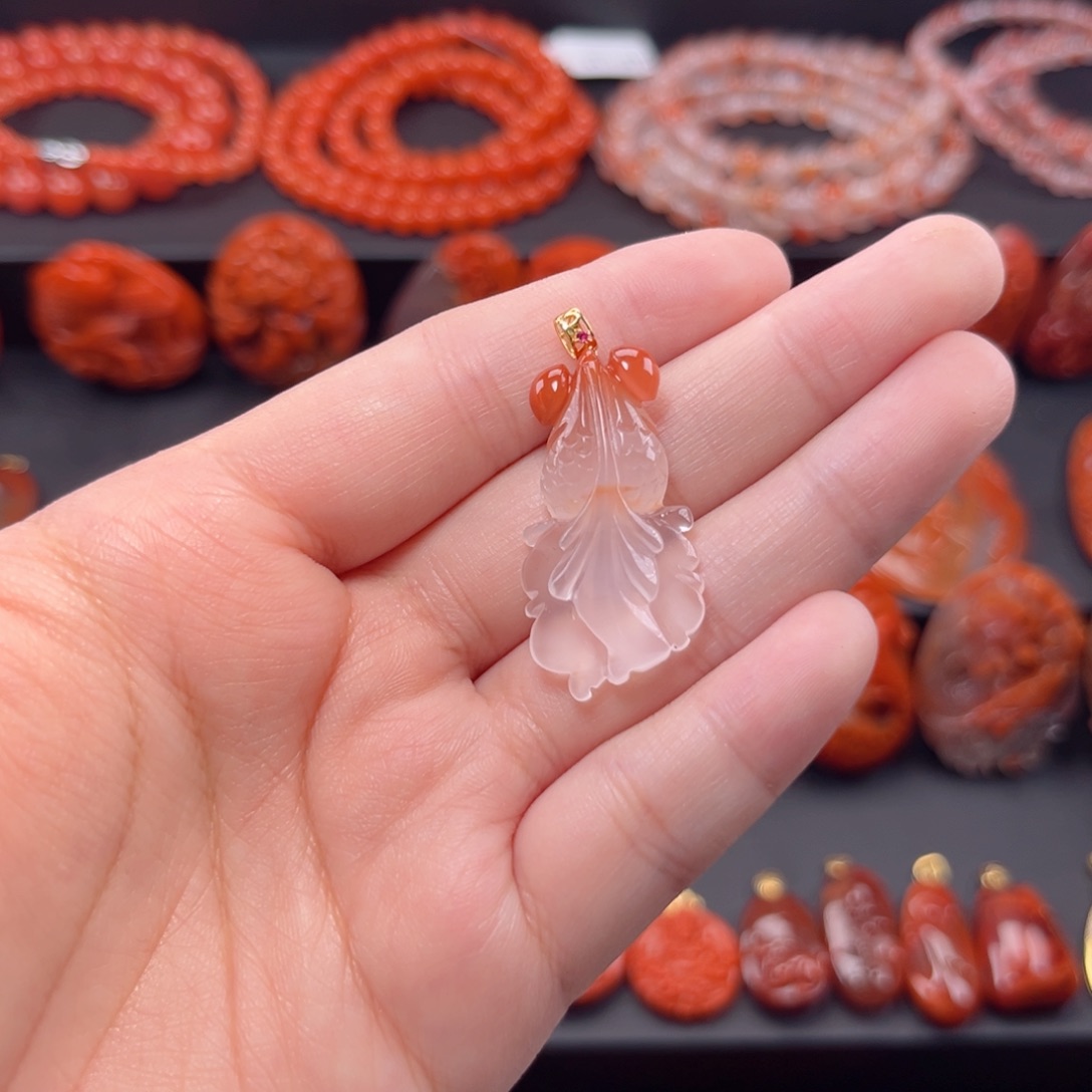 南红玛瑙南红18K金镶嵌