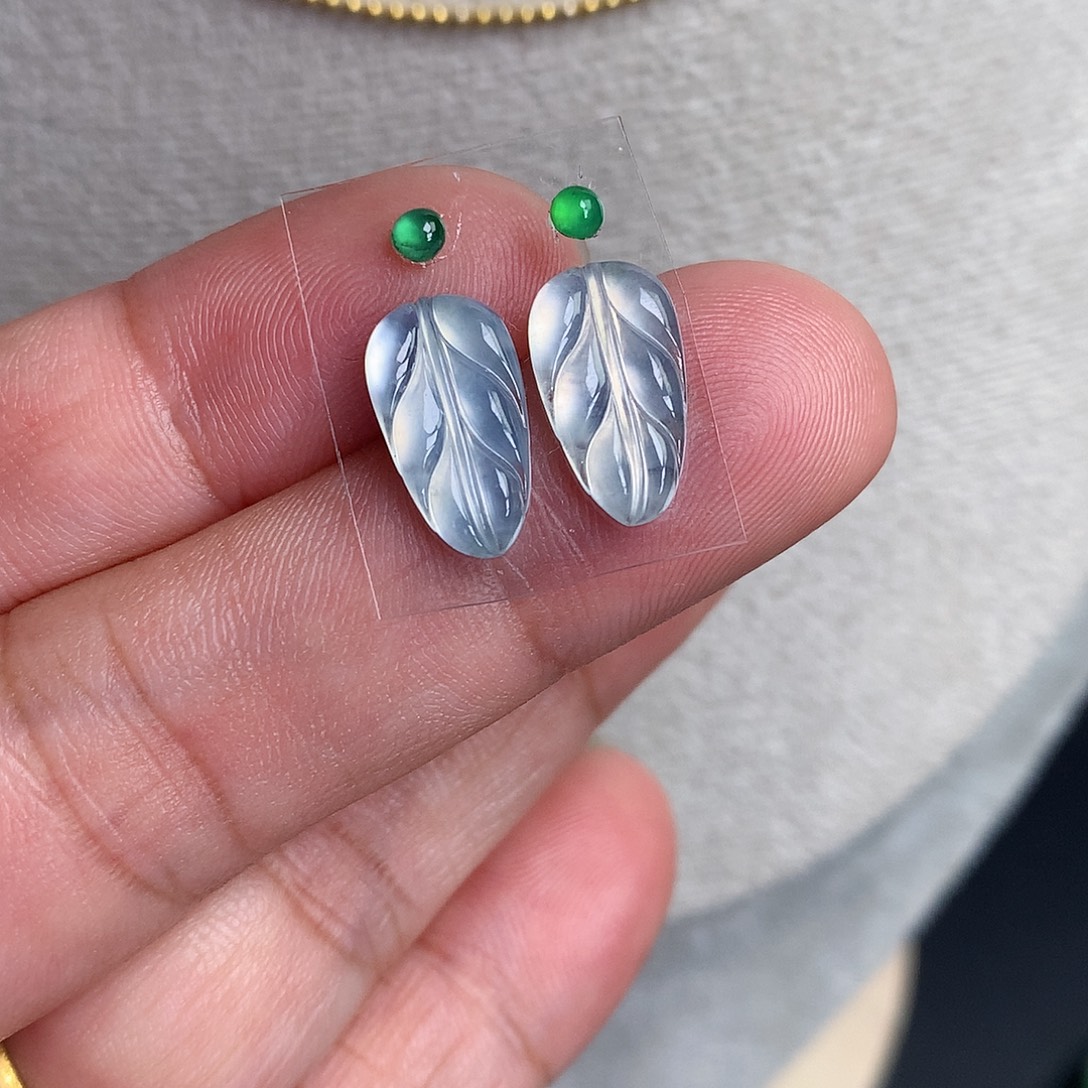 翡翠裸石缅甸天然A货翡翠冰种叶子