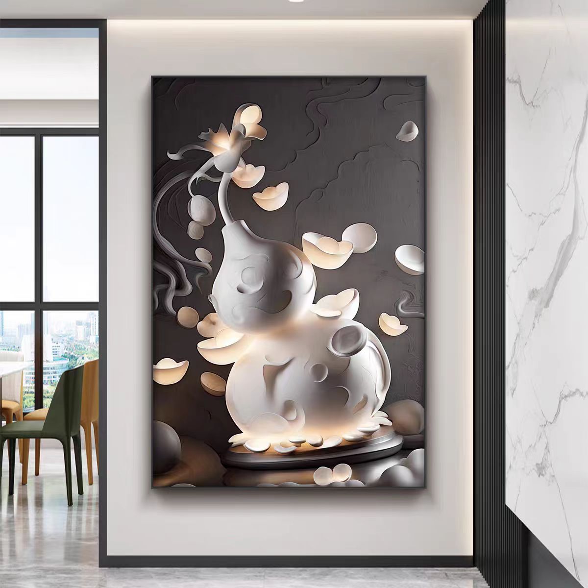 【宝葫聚财】现代轻奢迎门纳福装饰画适合玄关客餐厅彰显美好寓意