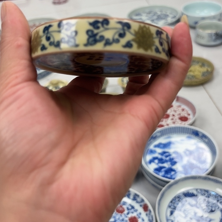 瓷片釉里金缠枝莲杯垫景德镇
