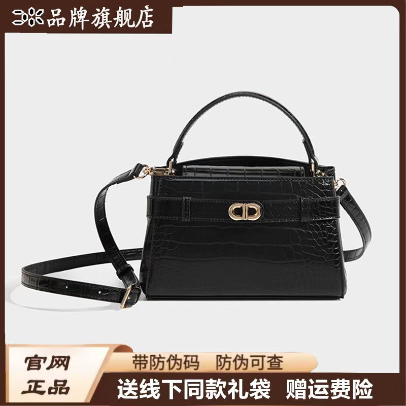 鳄鱼纹凯莉包2025秋冬新款单肩斜挎包手拎时尚女包单