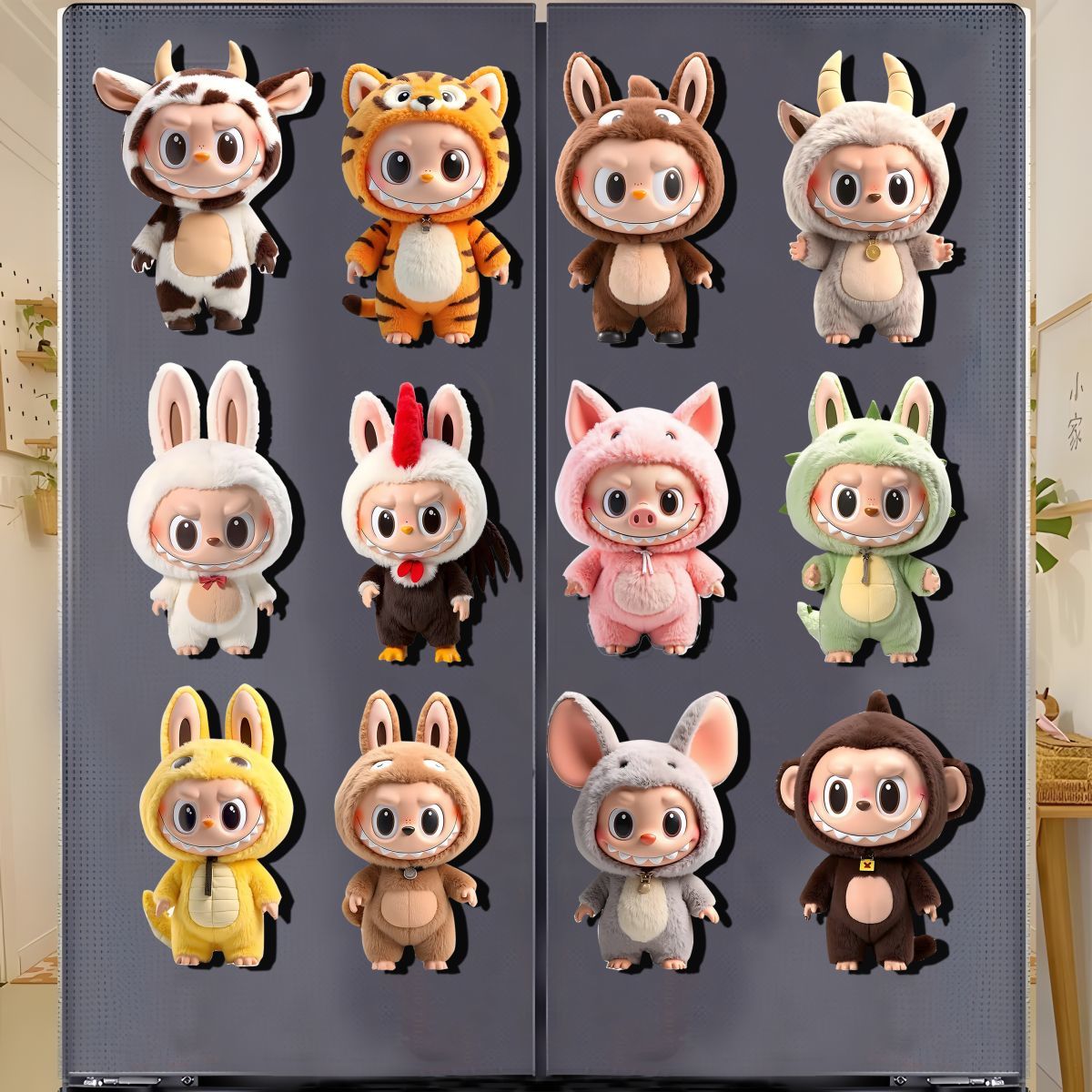 Labubu创意冰箱贴磁吸贴可爱卡通拉布布磁性贴磁贴冰箱装饰贴磁吸