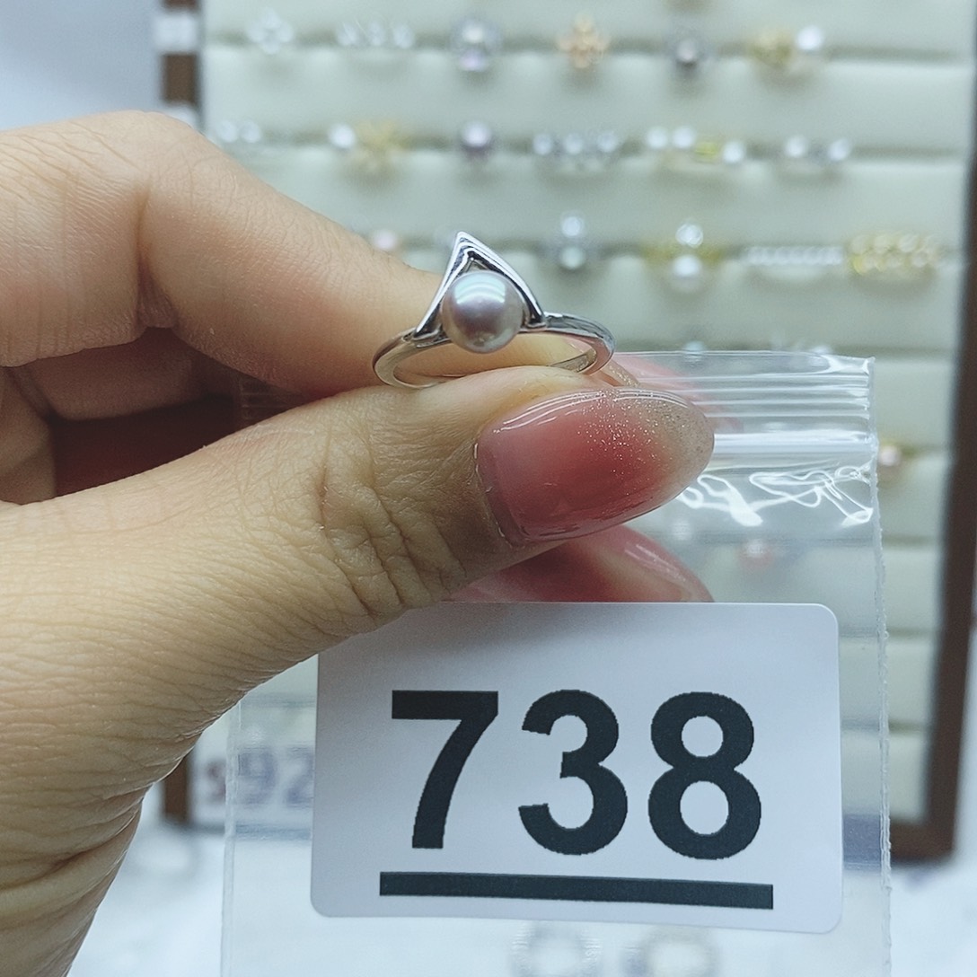 淡水珍珠戒指银S925镶嵌738