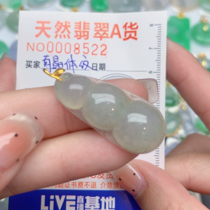 翡翠18K金镶嵌颈饰豆
