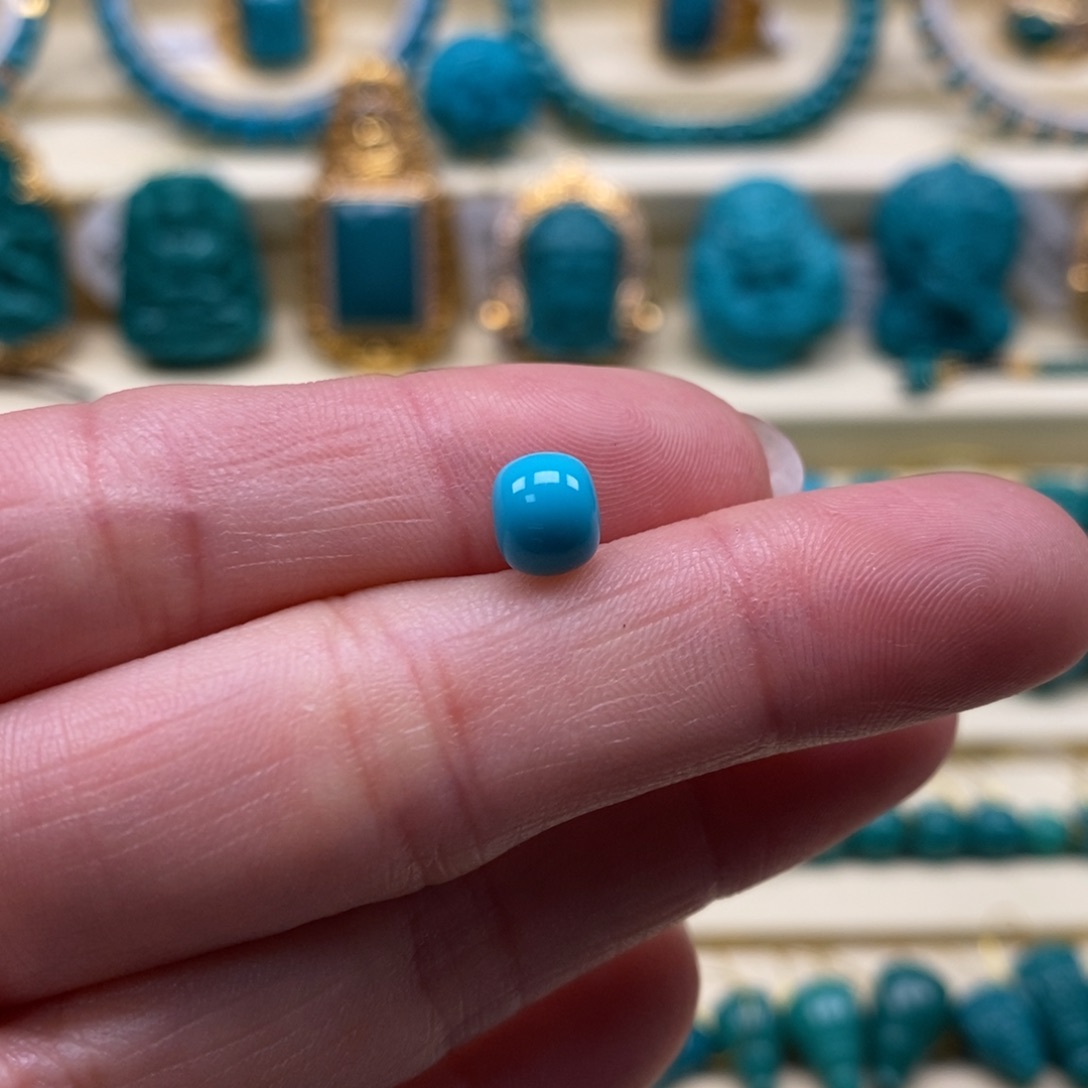 绿松石珠宝奇石未镶嵌直径6.7×5.7