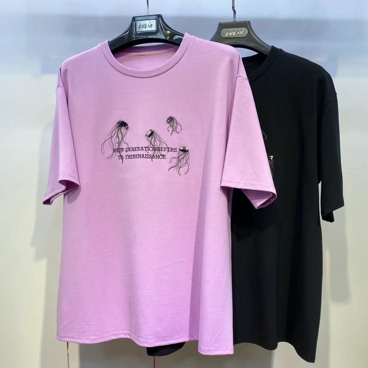 胖人坊大码女装重工刺绣休闲小衫3918 衣长76 胸围124