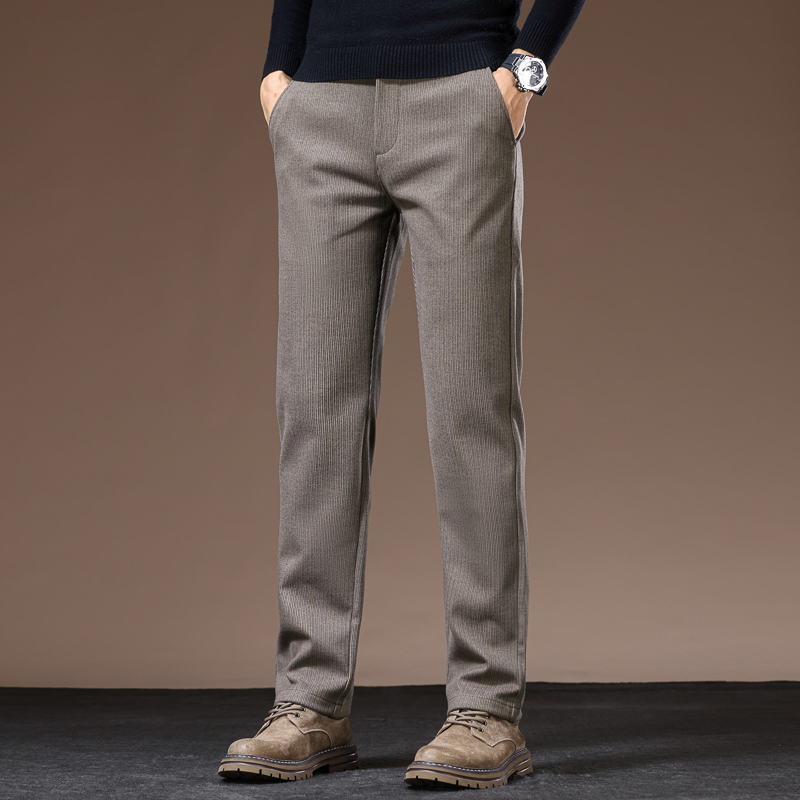 3382H秋冬轻商务男休闲裤毛呢弹力直筒修身长裤通勤休闲裤男裤子