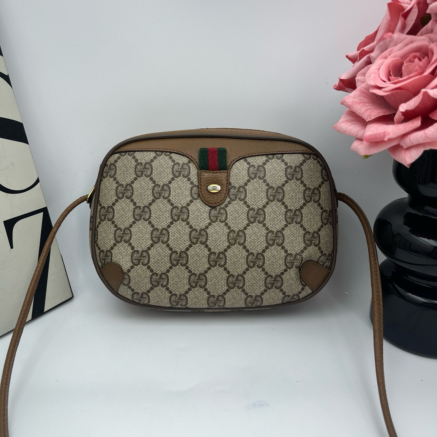 95新 GUCCI/古驰 古驰/gucci xy 9094 老花斜挎相机包