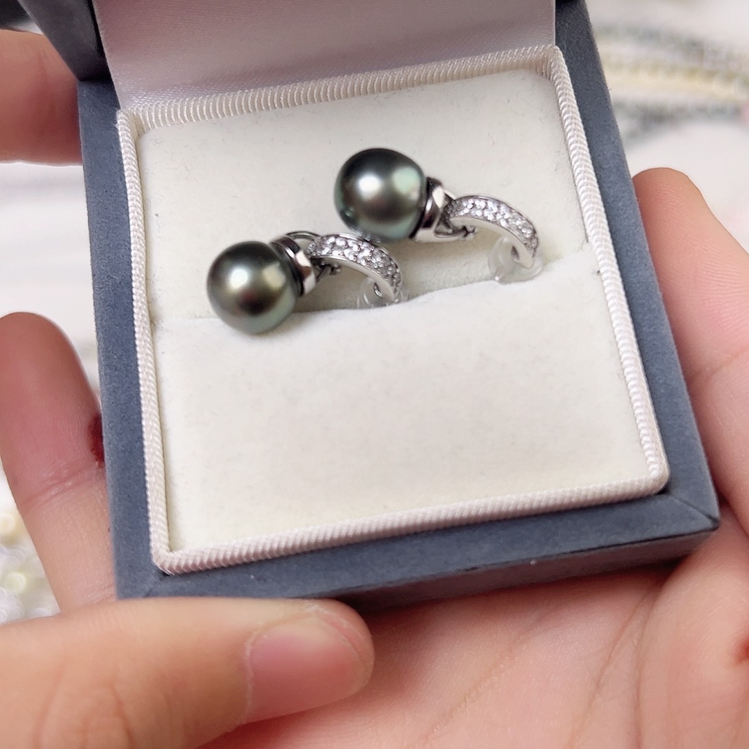 海水珍珠耳饰银S925镶嵌