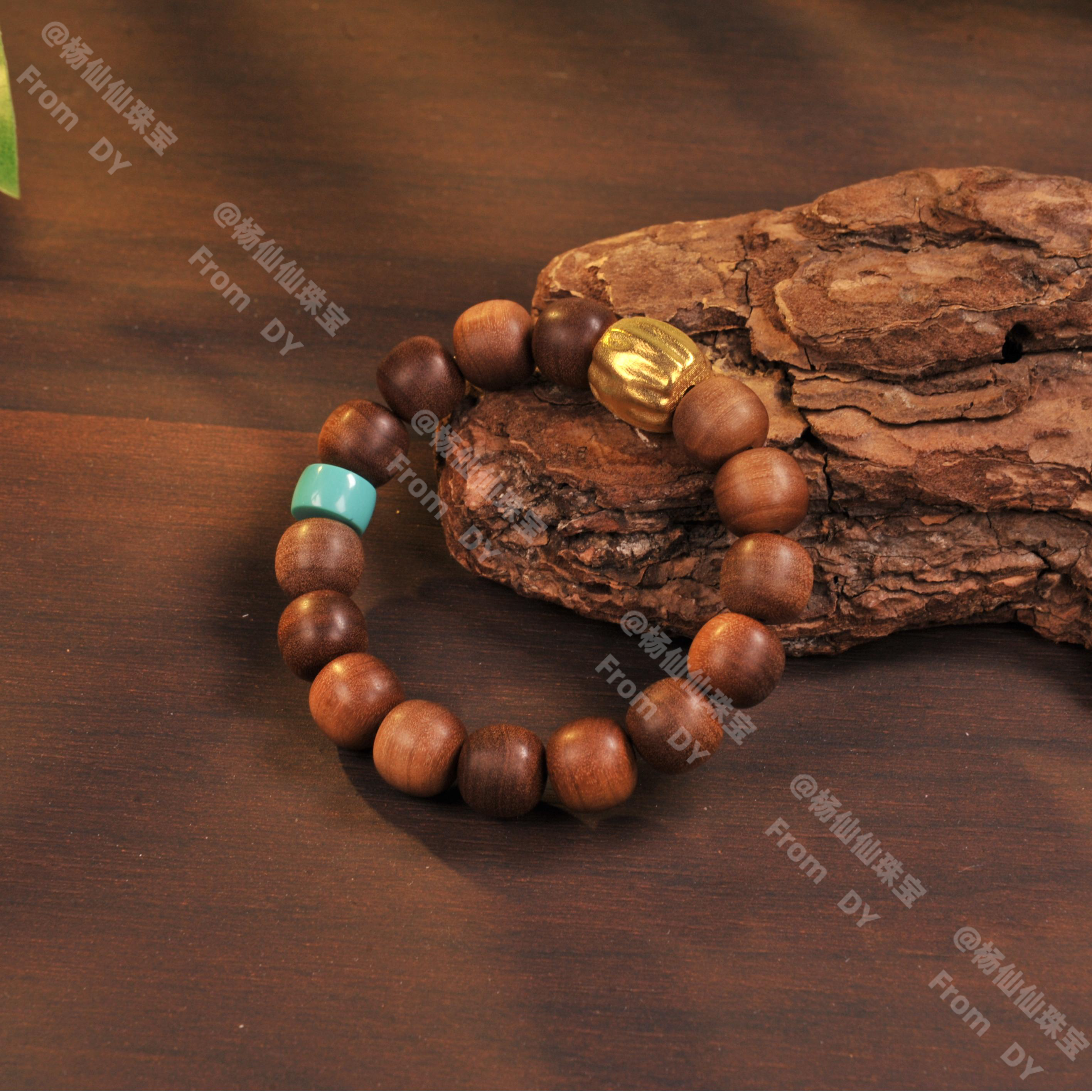 【杨仙仙珠宝】18K厚金镶嵌老山檀多宝手串（10mm）- A4879