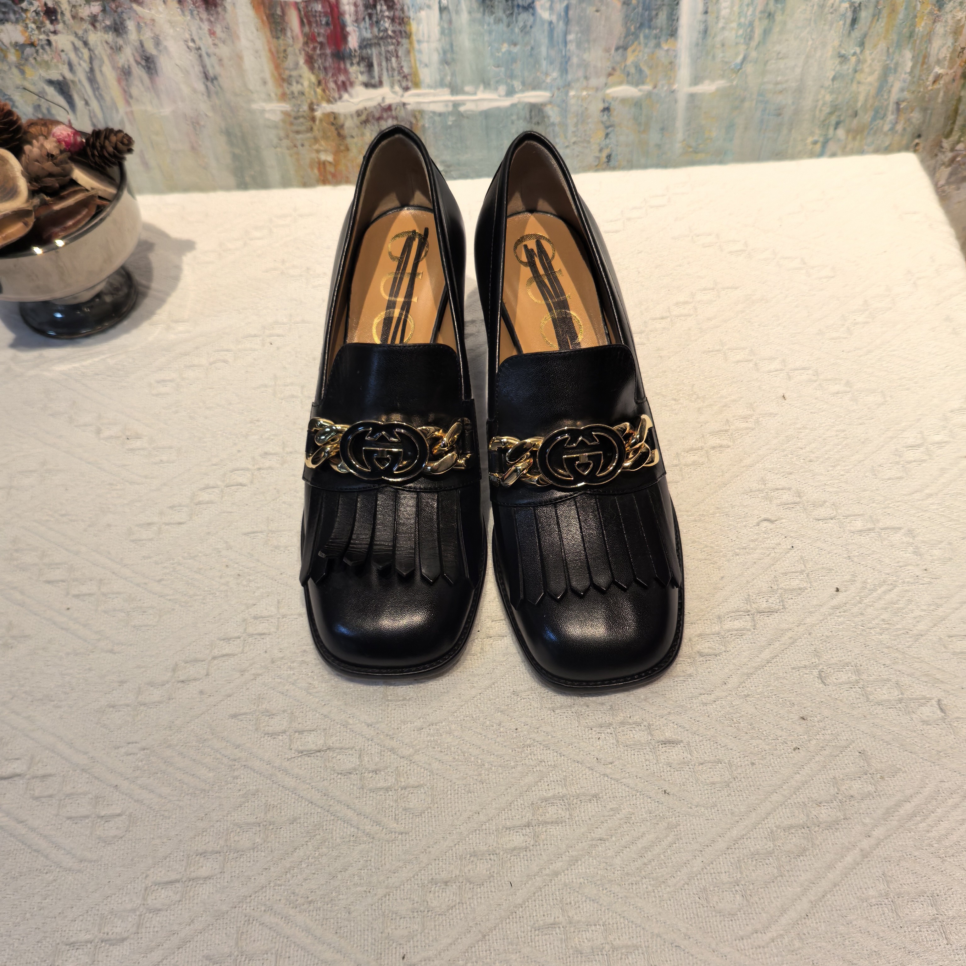 全新未使用 GUCCI/古驰 GUCCI女士黑色高跟鞋