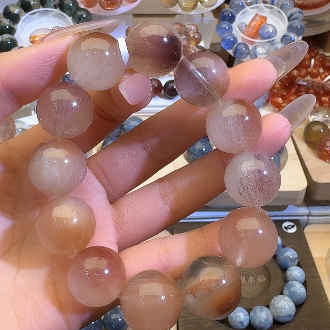 水晶手链未镶嵌糖*果天然巴西兔毛手串2