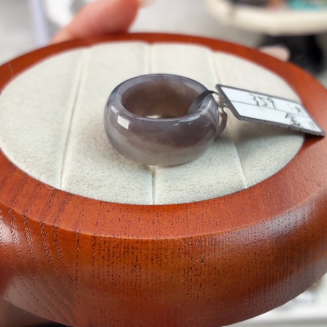 和田玉未镶嵌戒指r31葡萄紫轮胎意境16.5